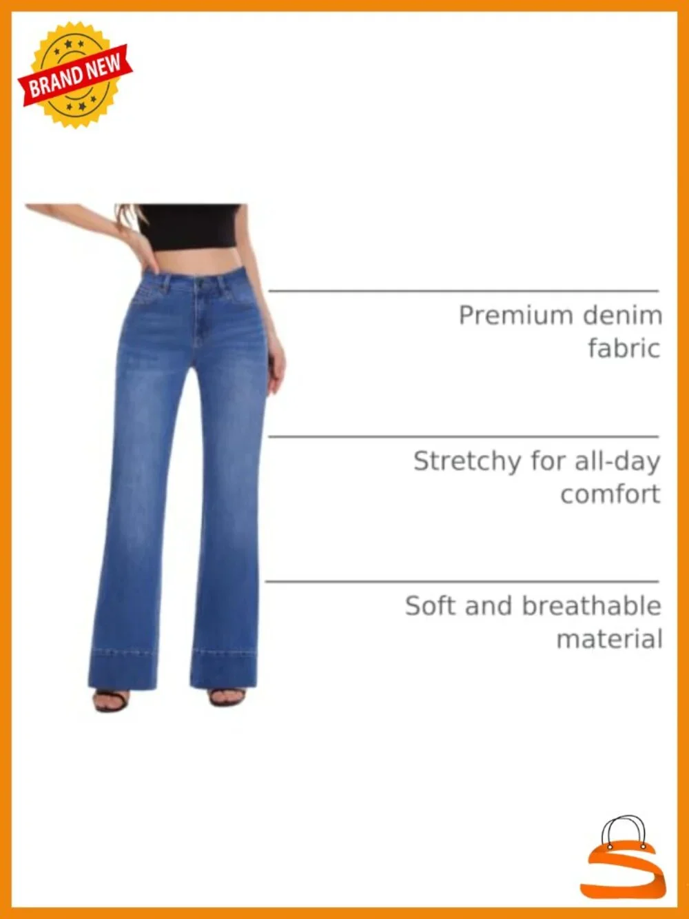High Waist Flare Bell Bottom Wide Leg Stretch Denim Jeans